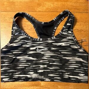 Nike Black and Gray Sports Bra with Racerback Design